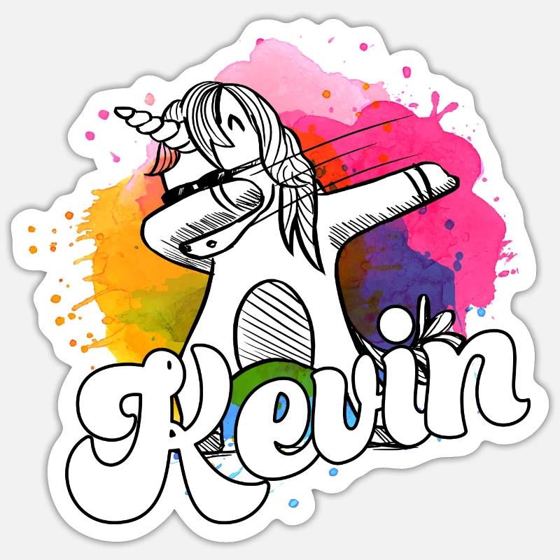 KEVIN - Schöner Jungen Name mit Coolem Einhorn Sticker Größe S (10 x 10 cm)