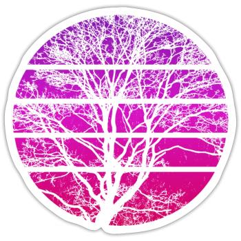 Baum Sonnenuntergang - Wandern - Sticker Größe S (10 x 10 cm) - Mattweiß - Vorne