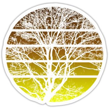 Baum Sonnenuntergang - Wandern - Sticker Größe S (10 x 10 cm) - Mattweiß - Vorne