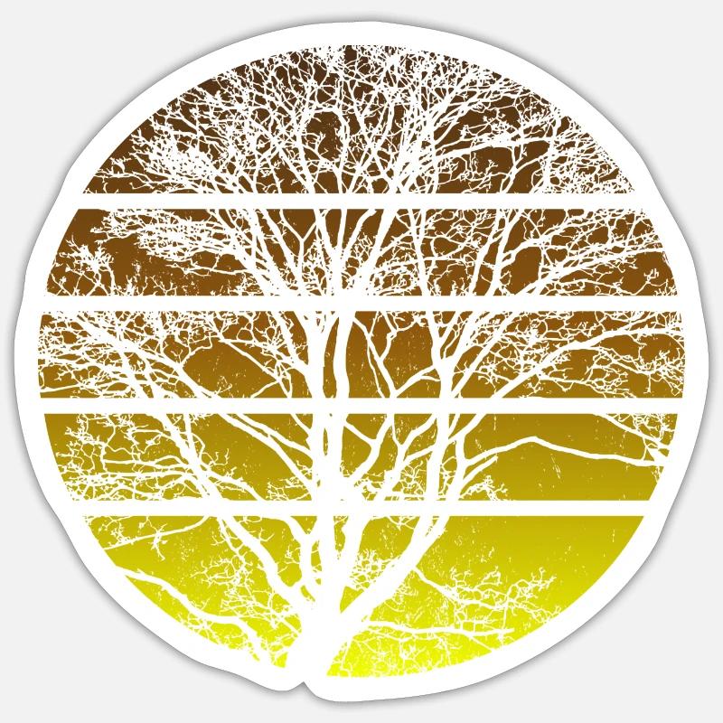 Tree Sunset - Randonnée pédestre - Sticker taille S (10 x 10 cm) - blanc mat