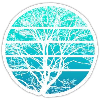 Baum Sonnenuntergang - Wandern - Sticker Größe S (10 x 10 cm) - Mattweiß - Vorne
