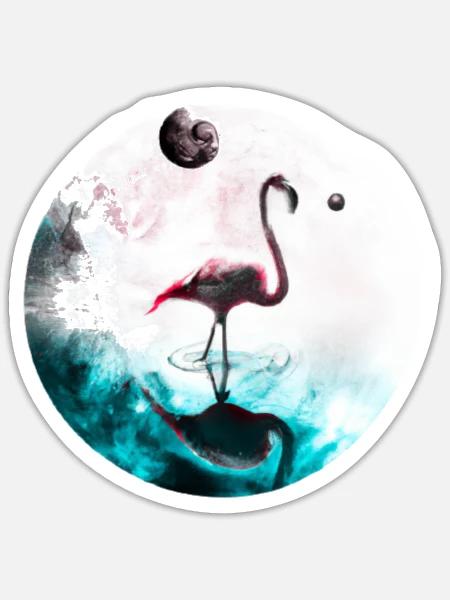 Flamingo Galaxie Universum Planet Geschenkidee - Sticker Größe S (10 x 10 cm) - Mattweiß