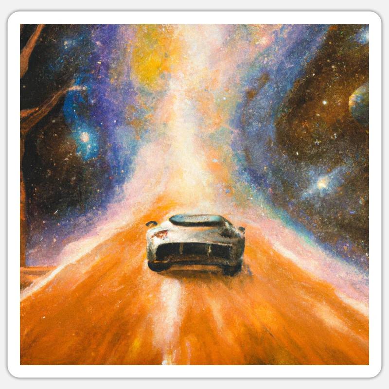 Aston Martin dans l’espace - Sticker taille S (10 x 10 cm) - blanc mat