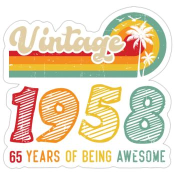 Vintage 1958, birthday gift 65 years - Sticker size S (10 x 10 cm) - white matte - Front