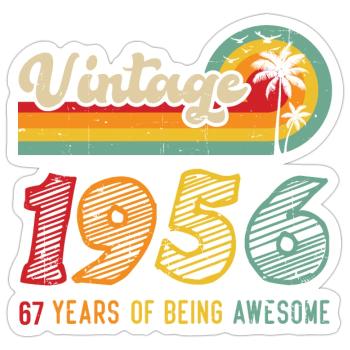 Vintage 1956, birthday gift 67 years - Sticker size S (10 x 10 cm) - white matte - Front