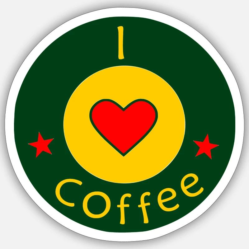 Jeg elsker kaffe - Sticker størrelse S (10 x 10 cm) - mat hvid