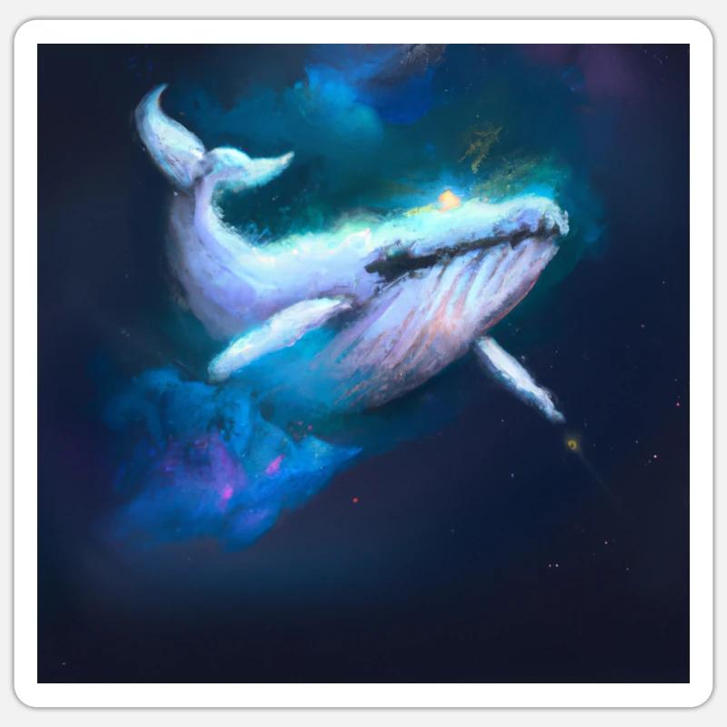 Whale floating in space Sticker size S (10 x 10 cm)
