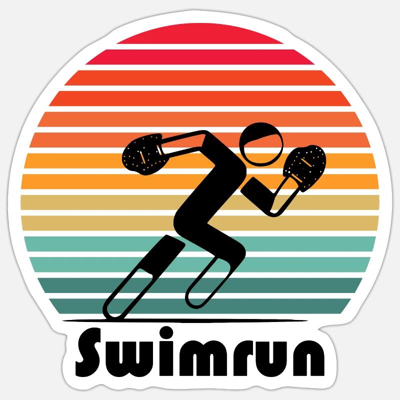 Swimrun Sun - Sticker size S (10 x 10 cm) - white matte
