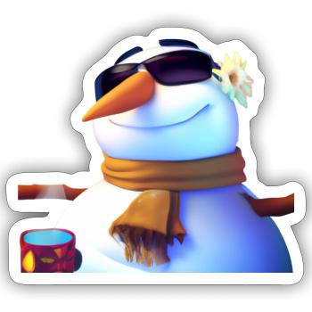 Bonhomme de neige avec lunettes de soleil - Sticker taille S (10 x 10 cm) - blanc mat - Devant