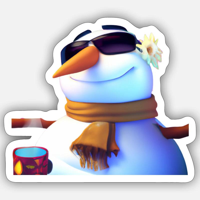 Schneemann mit Sonnenbrille - Sticker Größe S (10 x 10 cm) - Mattweiß