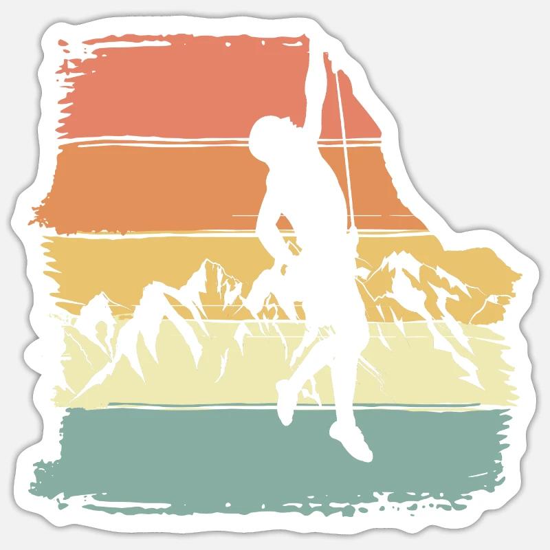 Escalade rétro vintage - Sticker taille S (10 x 10 cm) - blanc mat