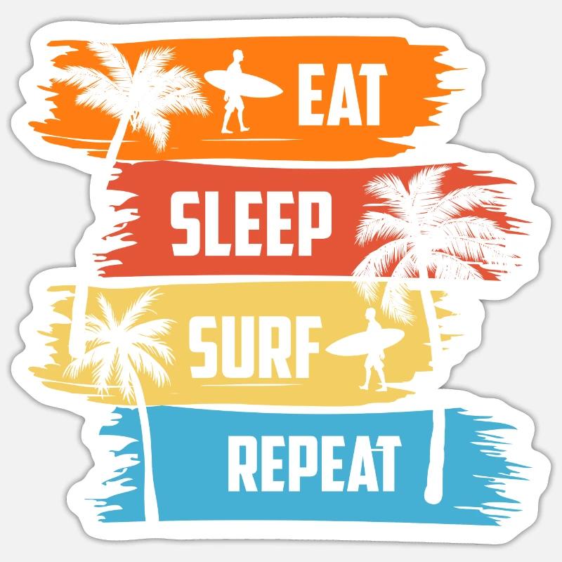 Eat Sleep Surf Repeat - Sticker size S (10 x 10 cm) - white matte