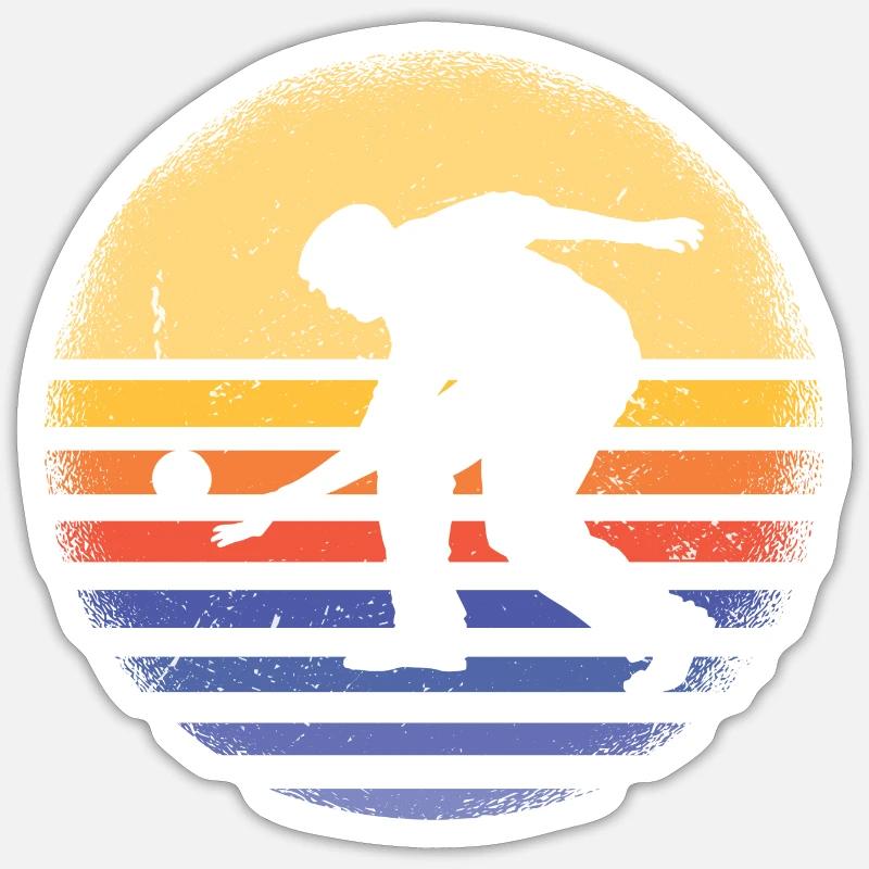 Sport Rétro Sunset Bocce - Sticker taille S (10 x 10 cm) - blanc mat