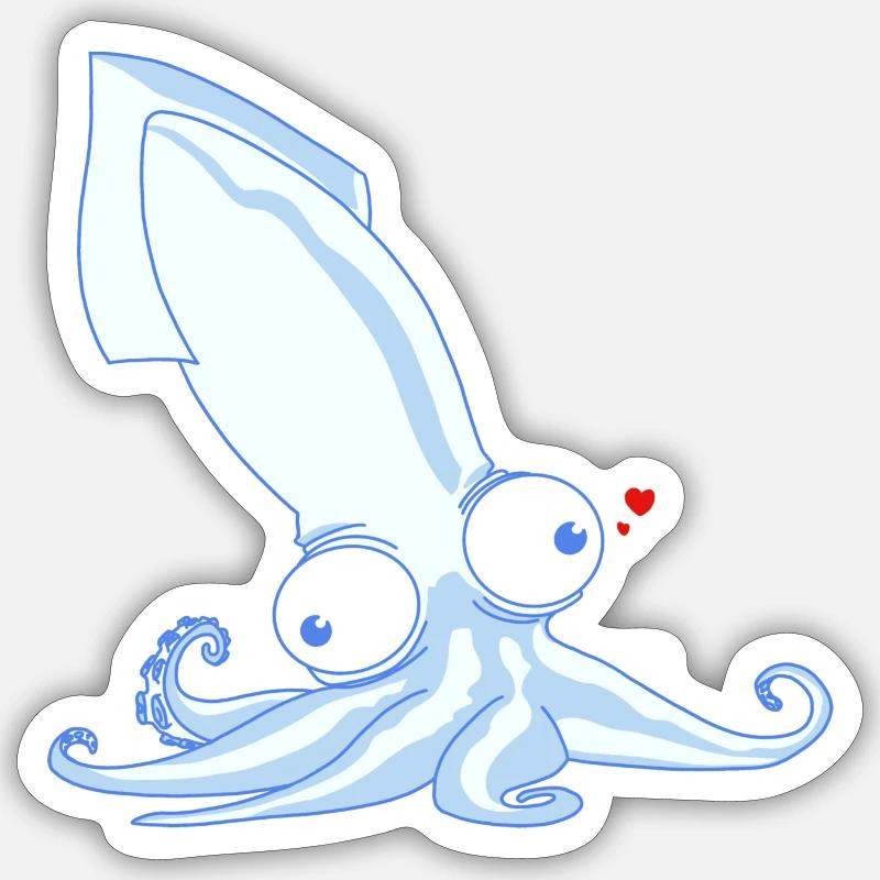 Octopus - Sticker Größe S (10 x 10 cm) - Mattweiß