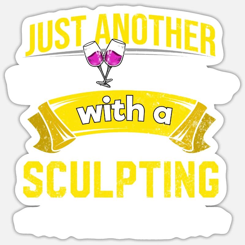 Weintrinker mit Bildhauerungsproblem Weinliebhaber Sticker Größe S (10 x 10 cm)