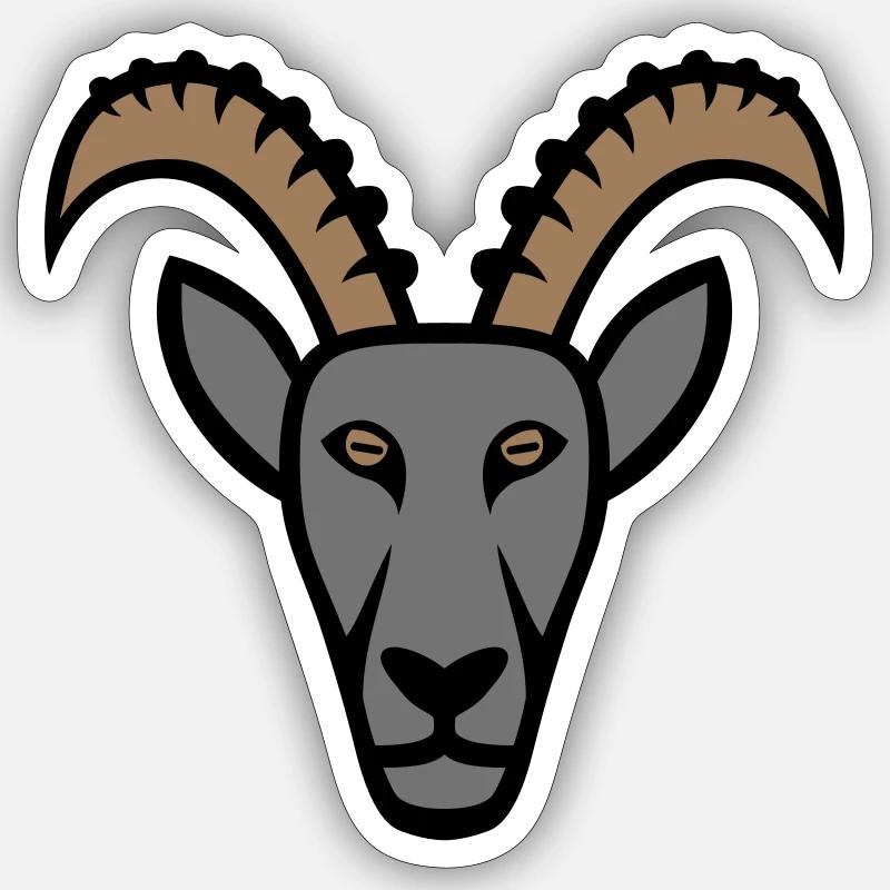 Steinbock Maskottchen Logo Sticker Größe S (10 x 10 cm)