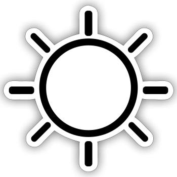 Contour du soleil Icône Symbole Signe - Sticker taille S (10 x 10 cm) - blanc mat - Devant