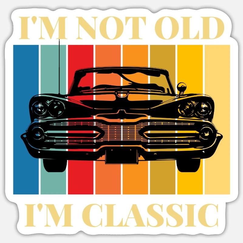 Ich bin nicht alt, ich bin ein Klassiker-Auto Sticker Größe S (10 x 10 cm)