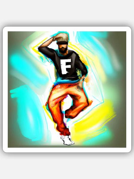 Hip Hop Tänzer - Sticker Größe S (10 x 10 cm) - Mattweiß