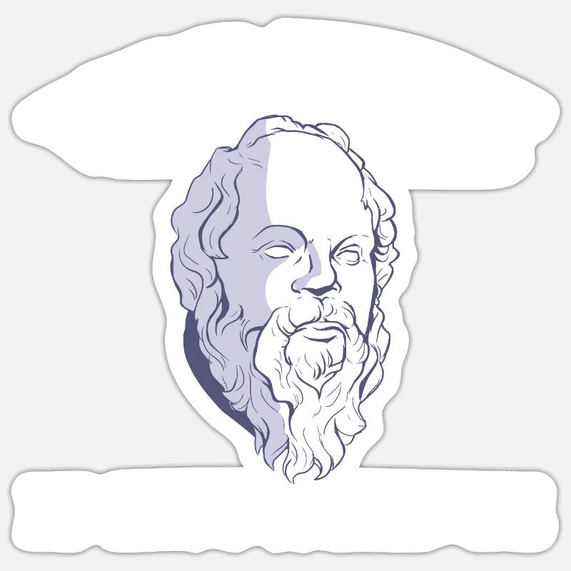 La vertu est la connaissance Socrate Philosophe Buste Sticker taille S (10 x 10 cm)