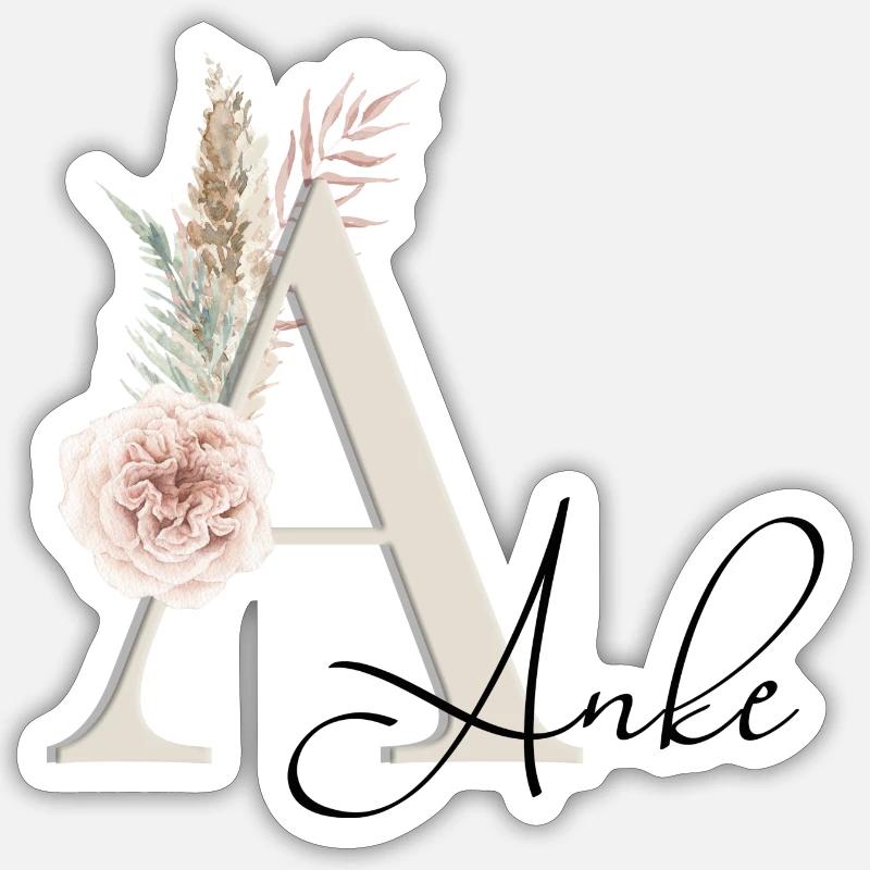 Anke Name Boho - Sticker Größe S (10 x 10 cm) - Mattweiß