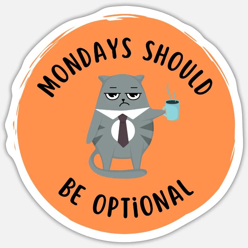 Angry Cat - Monday should be optional Sticker size S (10 x 10 cm)