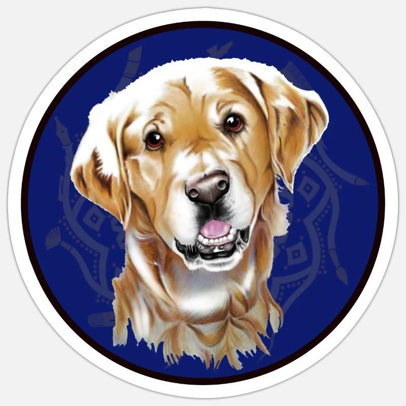 Redriever doré - Sticker taille S (10 x 10 cm) - blanc mat