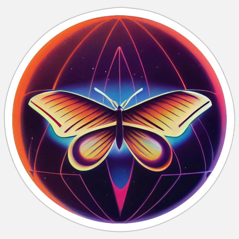 Signe papillon rtro sur le globe terrestre Sticker taille S (10 x 10 cm)