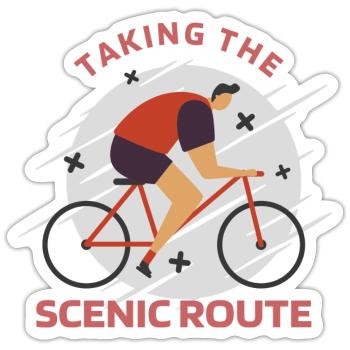Taking The Scenic Route Retro Biking - Sticker size S (10 x 10 cm) - white matte - Front