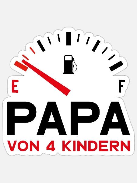 PAPA 4 KINDER VATERTAG - Sticker Größe S (10 x 10 cm) - Mattweiß