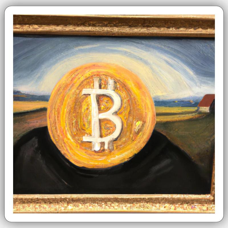 Bitcoin als Ölgemälde - Sticker Größe S (10 x 10 cm) - Mattweiß