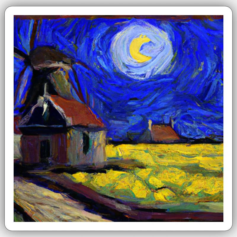 Digitale Kunst eines Van Gough-Gemäldes Sticker Größe S (10 x 10 cm)