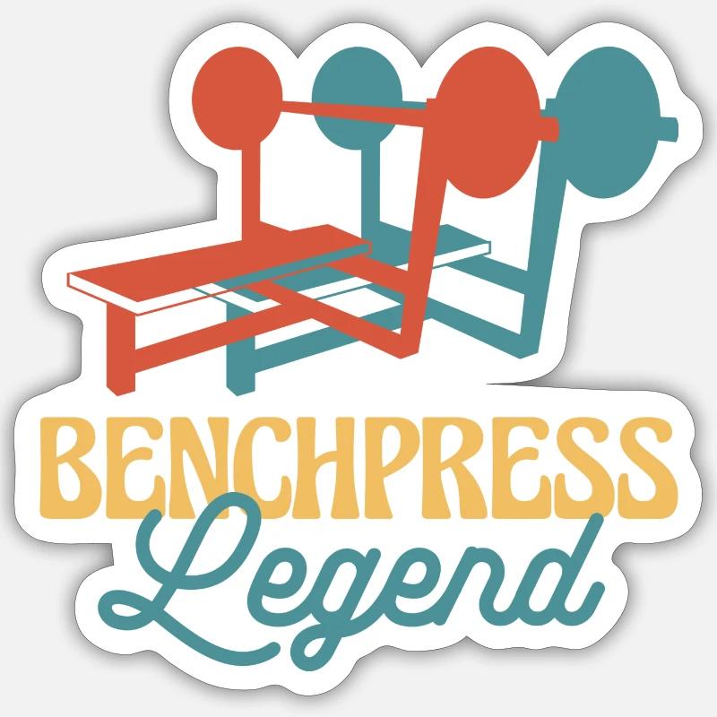 Benchpress Legend Powerlifter - Sticker Größe S (10 x 10 cm) - Mattweiß