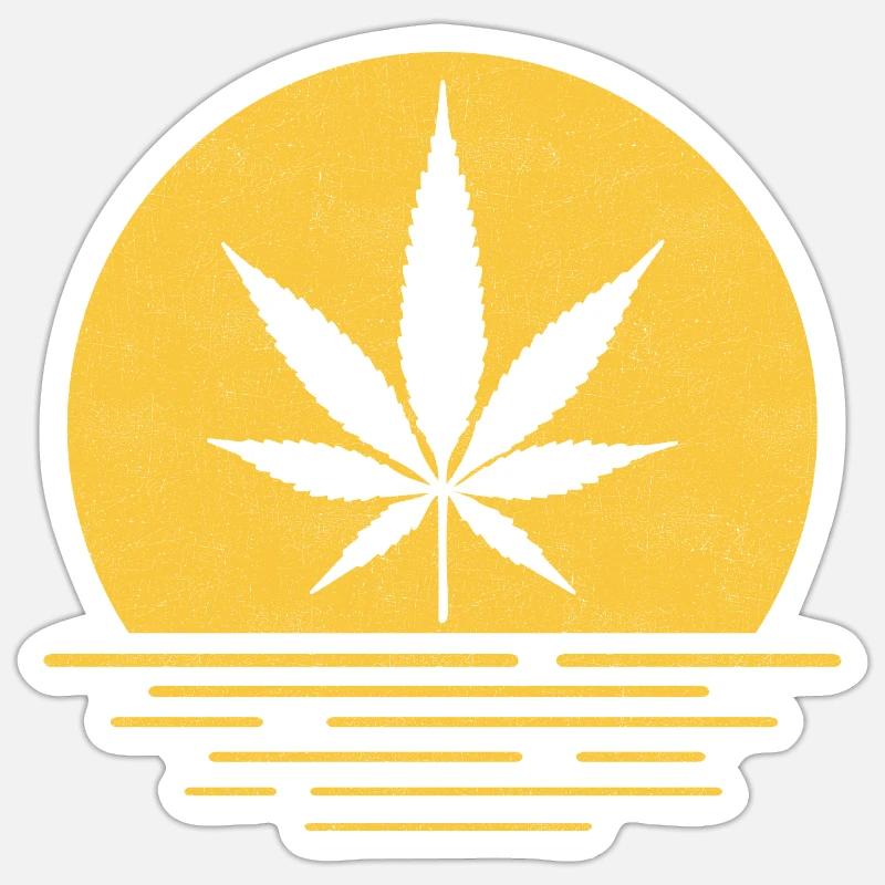 Feuille de chanvre - Sticker taille S (10 x 10 cm) - blanc mat