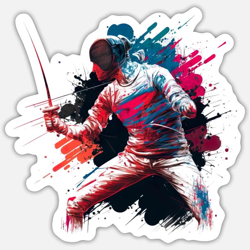 Farbexplosiver Fechter Graffiti - Sticker Größe S (10 x 10 cm) - Mattweiß