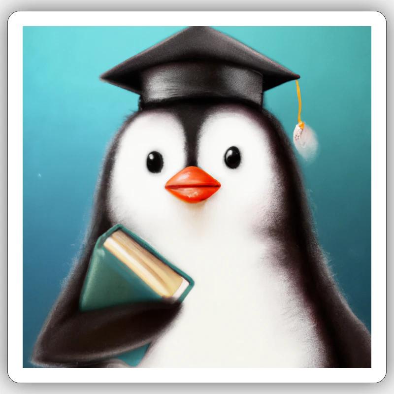 Pinguin Absolvent - Sticker Größe S (10 x 10 cm) - Mattweiß