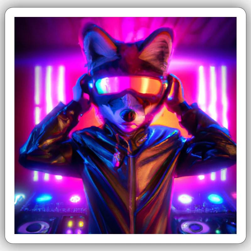 Fox DJ - Sticker Größe S (10 x 10 cm) - Mattweiß
