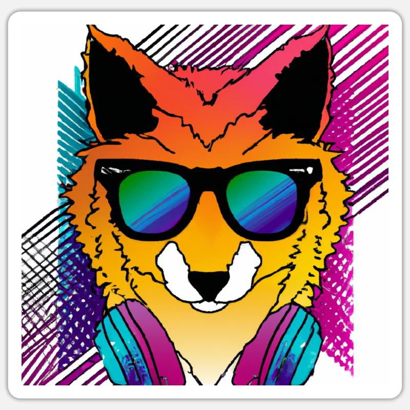 Cool Fox - Sticker Größe S (10 x 10 cm) - Mattweiß
