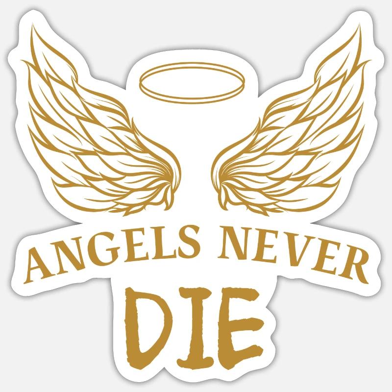 ANGELS NEVER DIE - Sticker size S (10 x 10 cm) - white matte