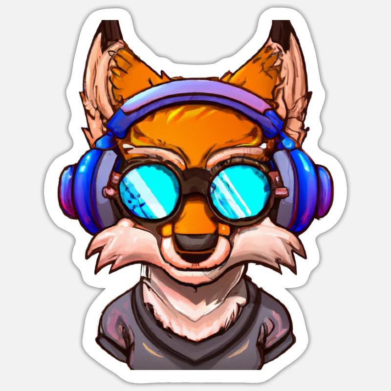 DJ Fox - Sticker Größe S (10 x 10 cm) - Mattweiß