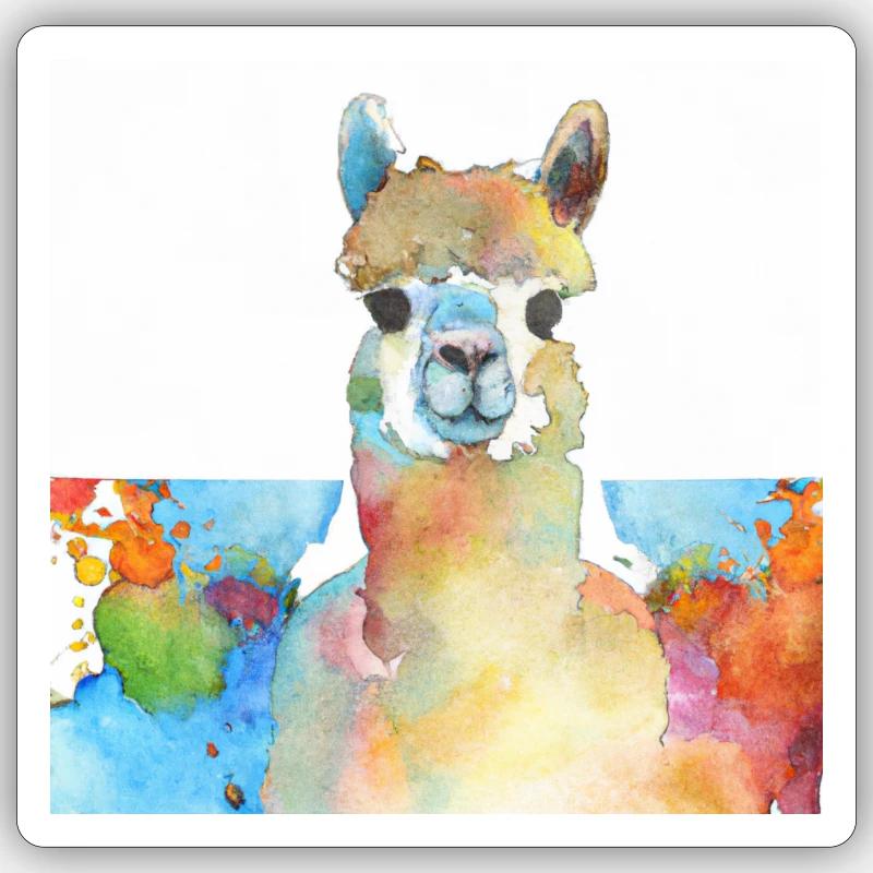 friendly alpaca - Sticker size S (10 x 10 cm) - white matte