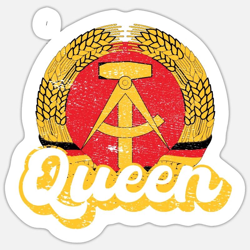DDR Queen Nostalgie Geschenk - Sticker Größe S (10 x 10 cm) - Mattweiß