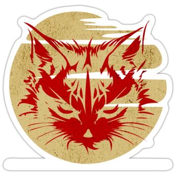Cat - Moon - Kitten - Sticker size S (10 x 10 cm) - white matte - Front
