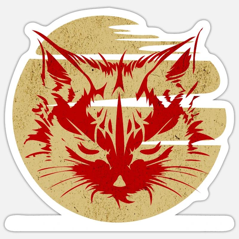 Chat - Lune - Chaton - Sticker taille S (10 x 10 cm) - blanc mat