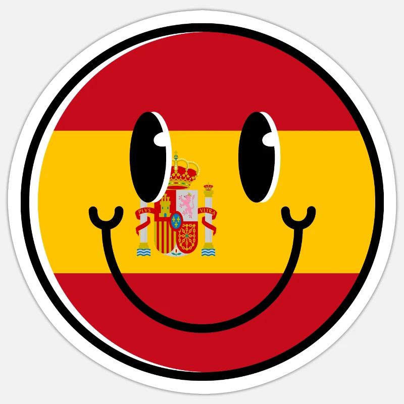 Espagne Drapeau Sourire Drapeau espagnol Utilisé Look - Sticker taille S (10 x 10 cm) - blanc mat