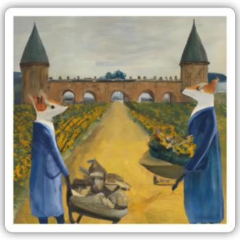 Foxes in van Gogh style - Sticker size S (10 x 10 cm) - white matte - Front