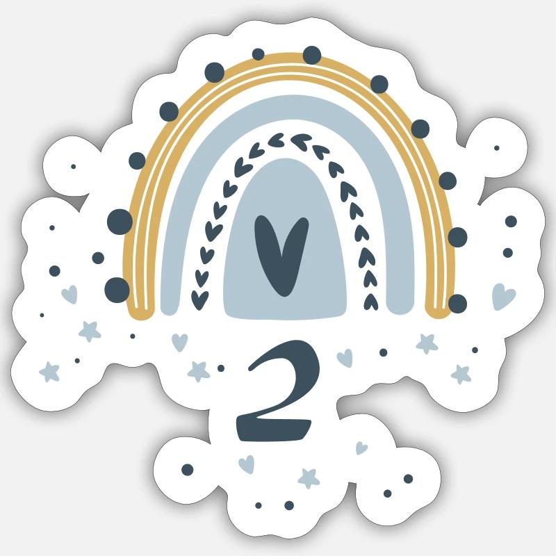 2 Geburstag Jungs - Sticker Größe S (10 x 10 cm) - Mattweiß