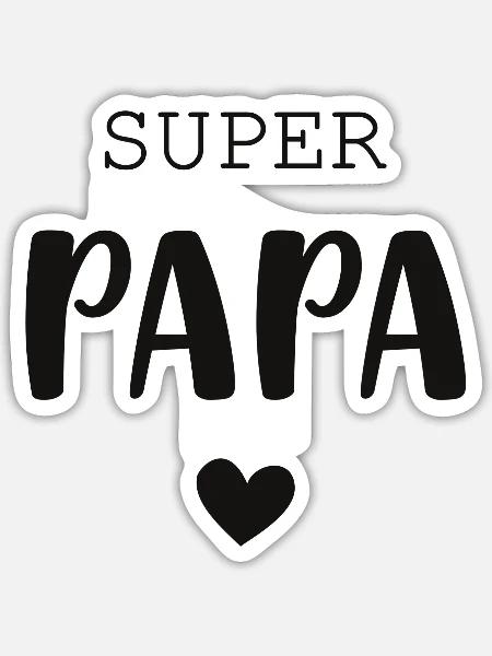 Super Papa mit Herz - Sticker Größe S (10 x 10 cm) - Mattweiß