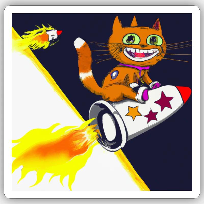 Rocket Cat - Sticker size S (10 x 10 cm) - white matte