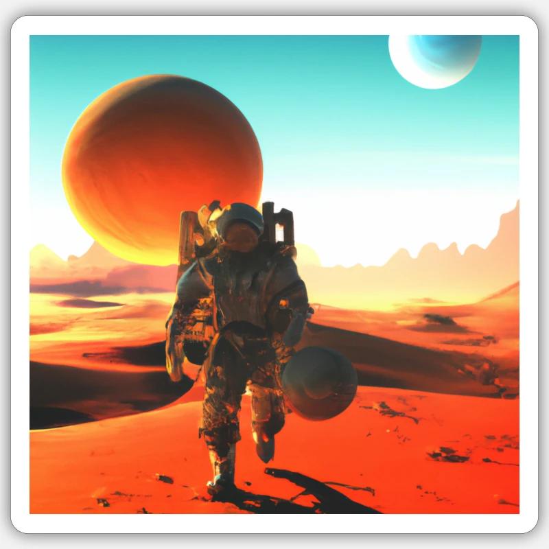 Mission Mars - Sticker taille S (10 x 10 cm) - blanc mat